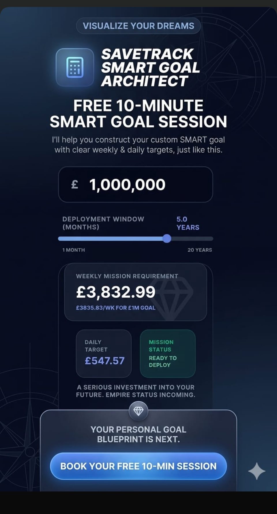 Smart goal builder screen
